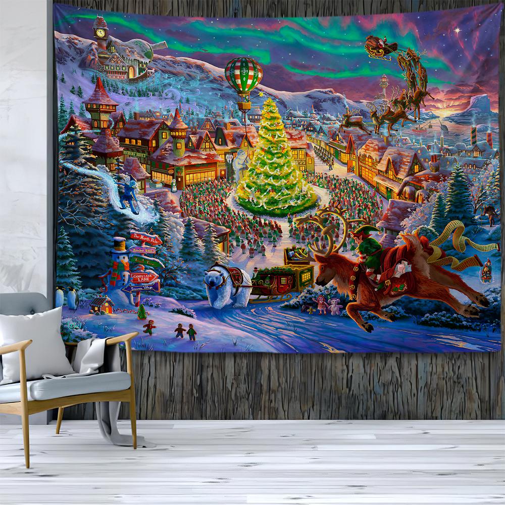 Рождественские гобелены, гобелены, богемные хиппи, украшение комнаты в общежитии, большие тканевые стены, шторы, простыни, пляжные полотенца