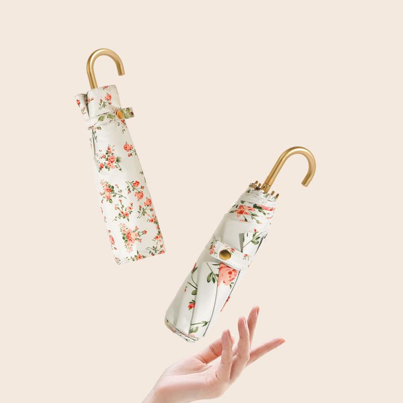 Французский изогнутый крючок, цветной резиновый крючок для зонта, женский зонтик от солнца с цветочным рисунком принцессы, сверхлегкий складной зонт