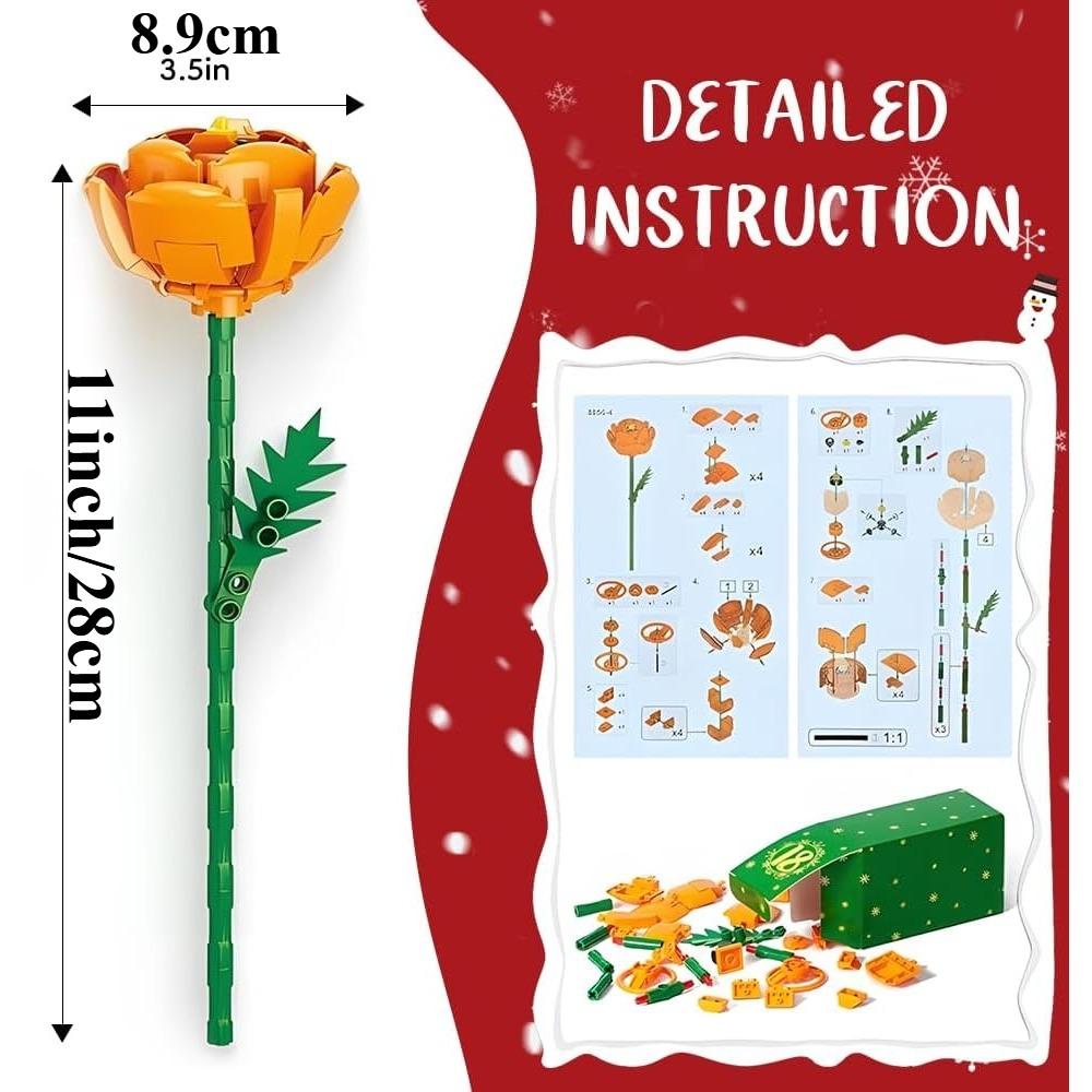 Flower Bouquet Advent Calendar  for Adults Teens Kids 24 Days Christmas Countdown Sunflower Building Blocks Kit Home Decor