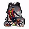 Набор из 3 предметов: Рюкзак с узором CR7 Soccer Star, Вместительный повседневный рюкзак с matching клатчем и сумкой-шоппером, Идеально для повседневного использования