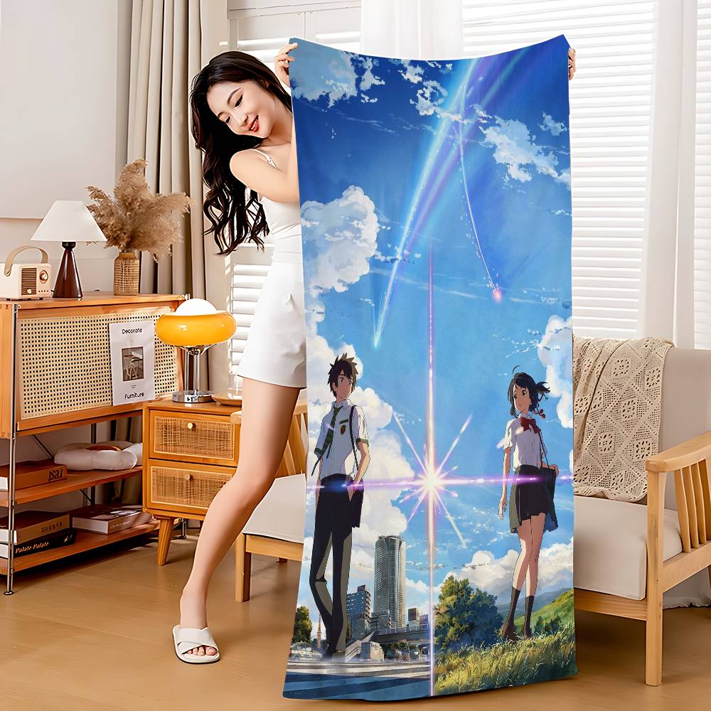 Anime Your Name Mitsuha Movie Microfiber Printed Beach Towel Mountain Climbing Yoga Beach Swimming Running Absorbent Soft Towel