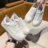 Spring Autumn Women Soft PU Leather Flat-bottomed White Shoes for Female Students All-match Casual Sports Soft-soled Shoes