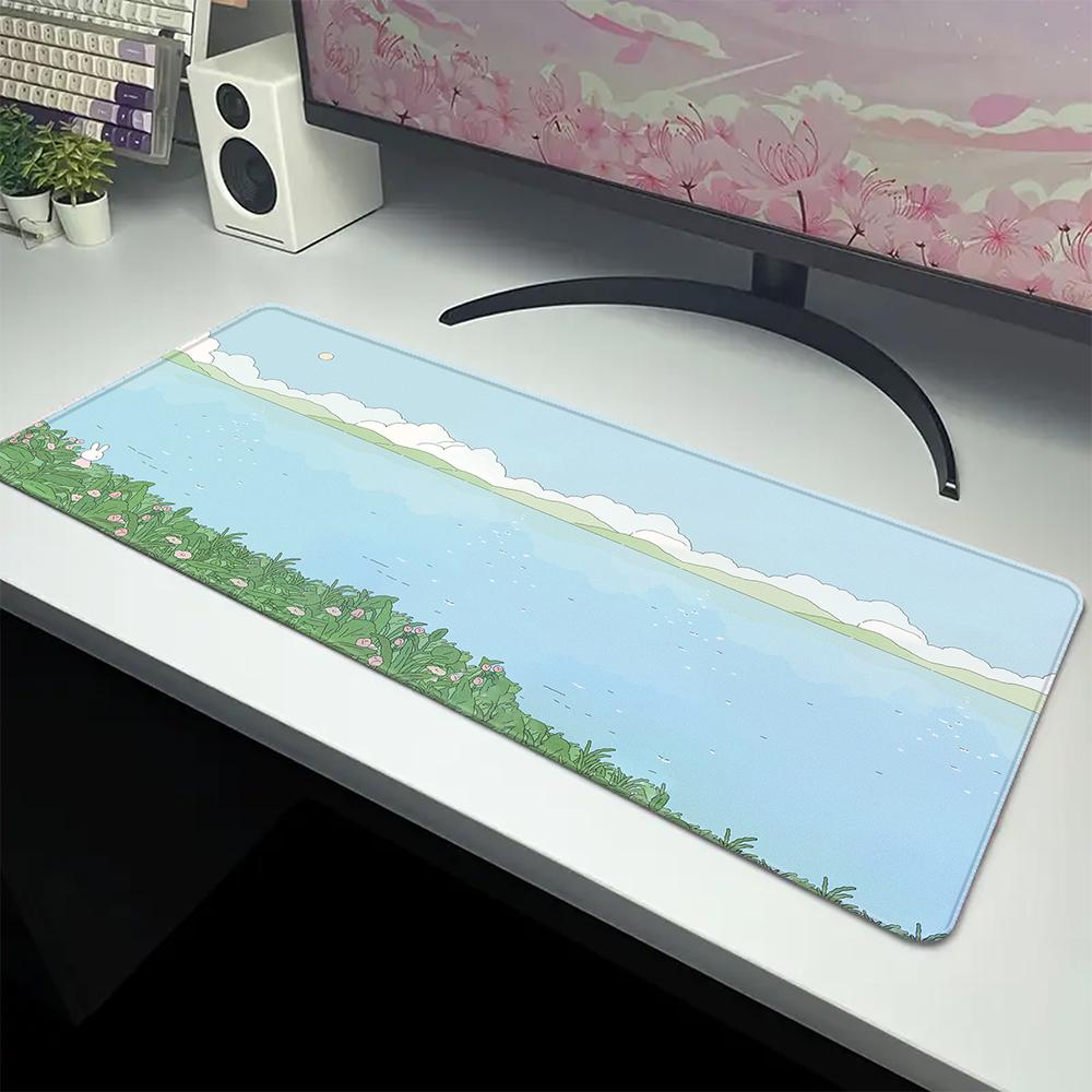Large Cute Plant Mouse Pad Office Table Carpet Green Mousepad Desk Mat Rubber Big Mause Mat Non-Slip Keyboard Mat XL 100x50cm