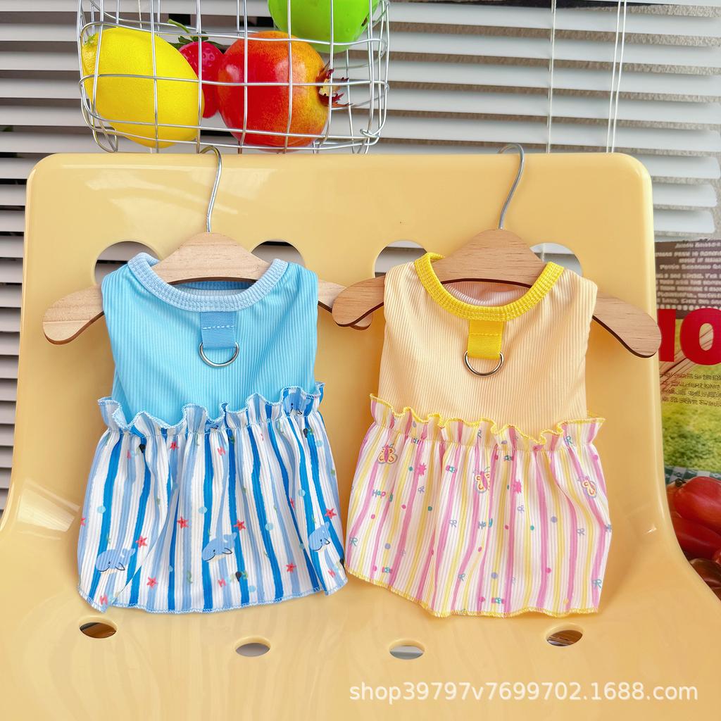 Ice Silk Lotus Leaf Skirt Pet Dog Dog Cat Clothes Splicing Summer Thin Breathable Cool Clothes Sun Protection Than Bear