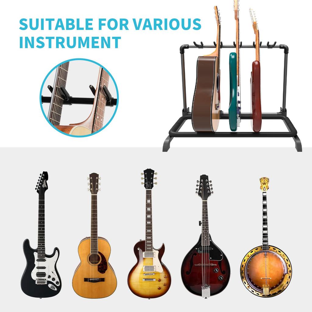 GUITTO Складная универсальная стойка для гитары, 5-секционная, портативный держатель для акустической гитары, пластик (Держит гитары), Стойка, Ремень, Сцена, Бас, Гитары,