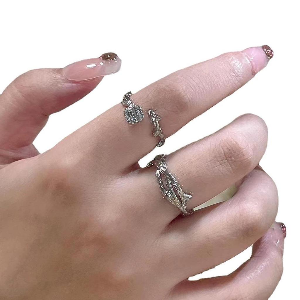 Кольцо для пары «Роза шипов»: Креативные универсальные украшения в виде цветка розы