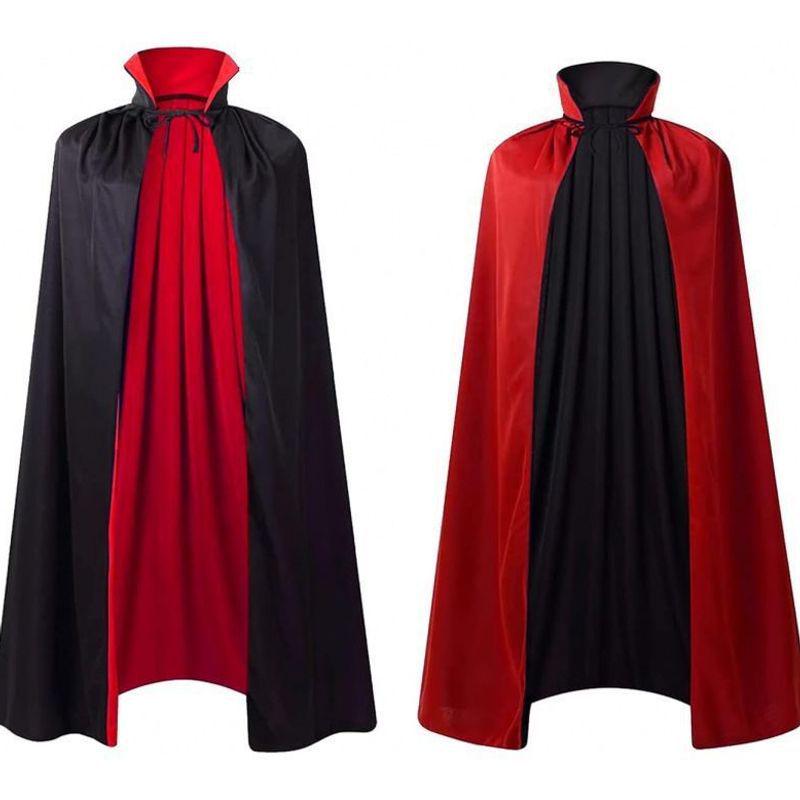 Men's Gothic Black and Red Double-Sided Double-Layered Halloween Cloak Shawl