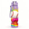 1PC Splash Baseball Art 750ml Color Plastic Sports Water Bottle Leakproof Flip Straw Lid Suitable for Sports Office Home Use
