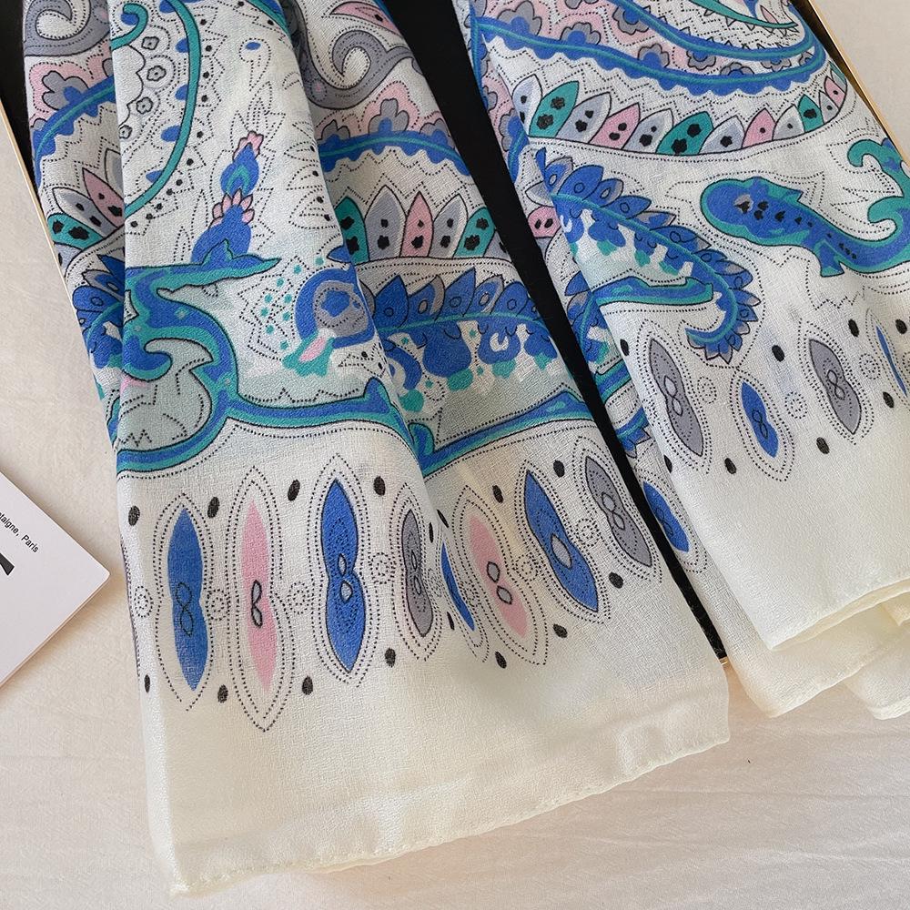 Осенне-зимний этнический хлопковый льняной шарф: Уютная длинная шаль для женщин