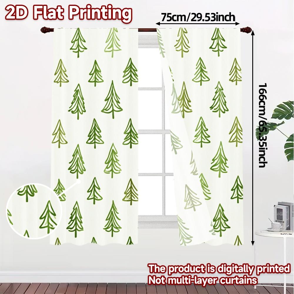 2 шт., Шторы Рождественские елки Зеленые (2) Современные шторы рулонные шторы 100% полиэстер шторы на все сезоны декоративные для