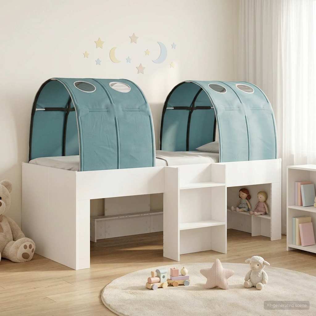 Bed with Tunnel 4 pcs White and Light Blue Particleboard