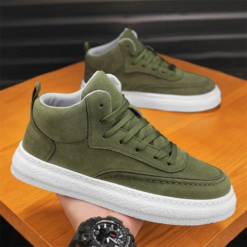 Men's High Top Sneakers Autumn New Suede Casual Shoes for Men Lace Up Platform Vulcanized Shoes Tenis Shoes Zapatillas De Hombre