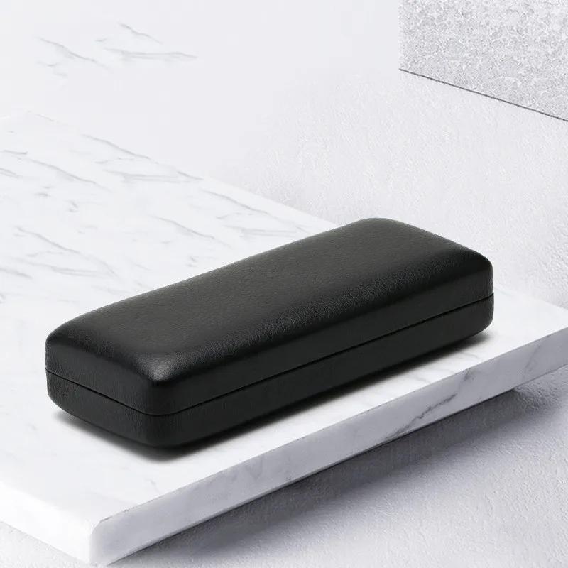 Модные простые очки из искусственной кожи, металлический квадратный портативный футляр для солнцезащитных очков для женщин и мужчин, прочный ящик для хранения очков
