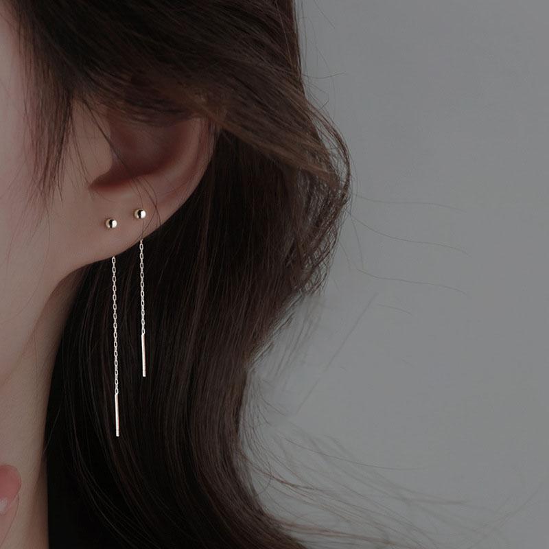 Серьги-подвески из нержавеющей стали Геометрический Шар Длинная Цепочка с Кисточками Серьги-капли Для Женщин Минимализм Серьга-линия Kpop Украшения