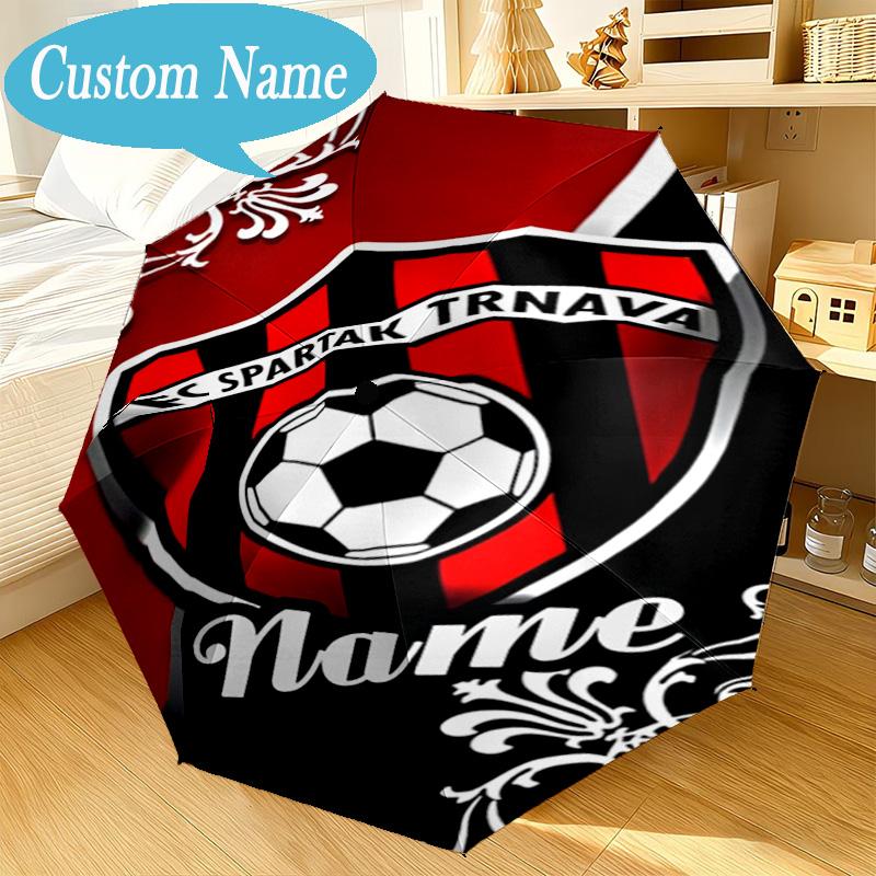 Custom Name Umbrella Spartak Trnava Football Crest Umbrella 8-Frame for Travel, Camping, Casual Lightweight Portable, Essential for Family Gifts