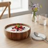 Vintage Acacia Wooden Bowl Rustic Style Fruit Serving Bowl Natural Snack Bowl  Rice
