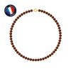 Necklace - - Freshwater Cultured Pearl - 6-7 Mm - Chocolate - 9 Carat Yellow Gold