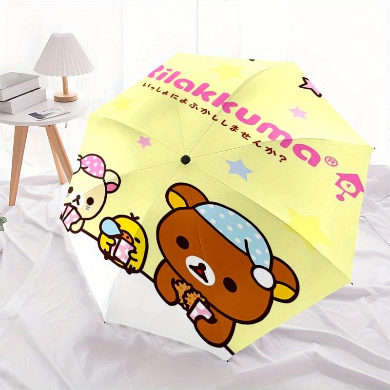 1pc Rilakkuma,San-X Automatic Umbrella-Foldable, Durable 8-Bone Design, Compact and Stylish, Great for Camping, Halloween, Christmas, Mother