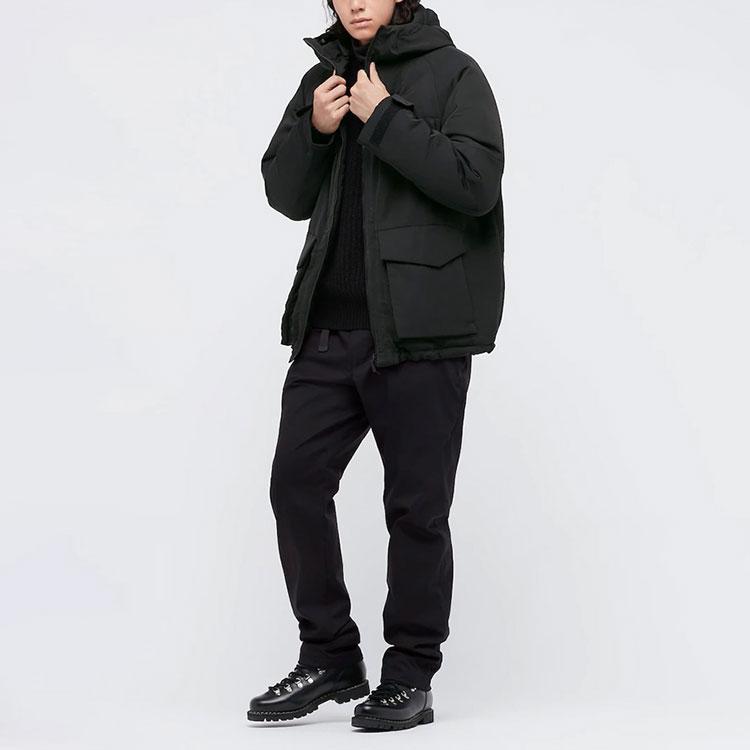Uniqlo X White Mountaineering Коллаборация Высокопроизводительная Композитная Молния Свободный Крой Пуховая Куртка с Капюшоном Мужская Верхняя одежда Черный 442563-09