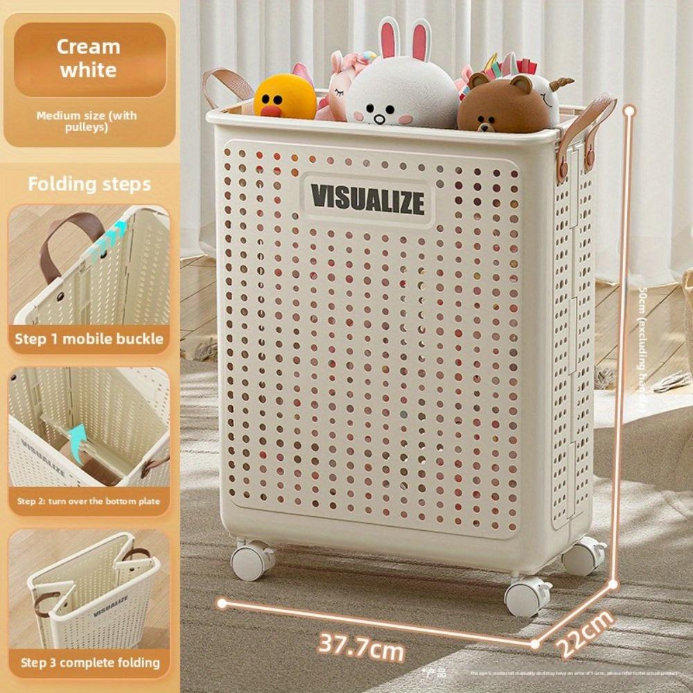 Foldable Laundry Basket with Wheels Stylish Home Clothes Hamper Storage Organizer