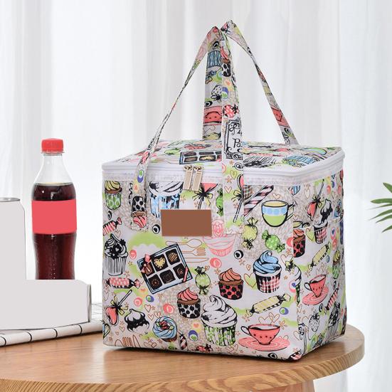Сумка для обеда, удобная для переноски, теплоизоляционная, полиэстеровая, универсальная термосумка большой емкости для кемпинга