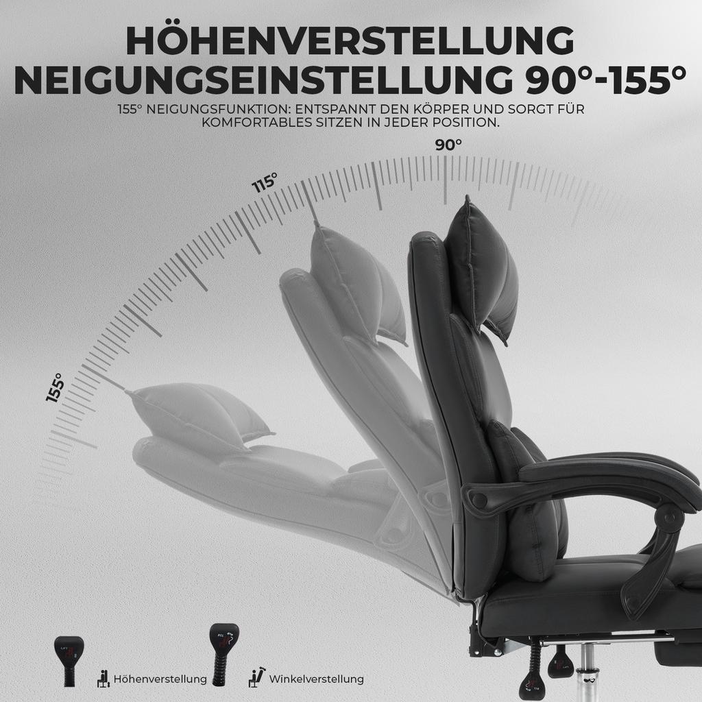 Ergonomic Office Chair, Technology Fabric Executive Chair, Desk Chair Height-Adjustable Swivel Chair with Double Adjustable Lumbar Support Black