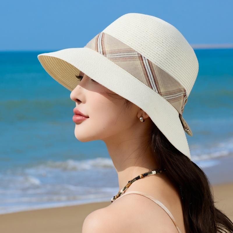 Соломенная шляпа Wind Beach Shade, женская мода для отдыха на море, универсальная шляпа от солнца, большие поля, шляпа-ведро, шляпа-тазик