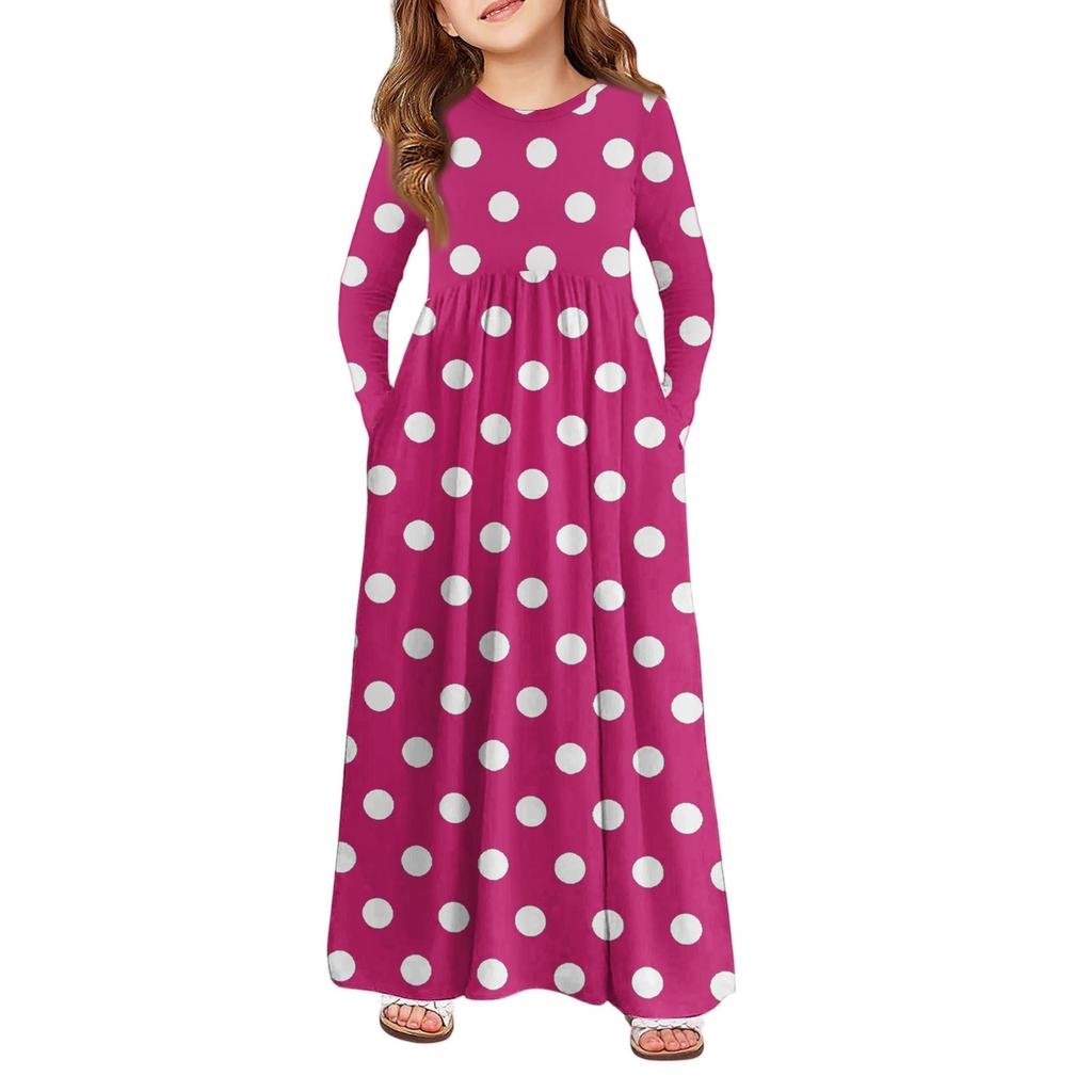 Girls' Maxi Dress - Long Sleeve Pocket Dress