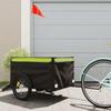 VidaXL Bicycle Trailer, Transport Cart with Bar, Bicycle Trailer with Flag Outdoor Garden, Black and Green 94095