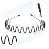 6PCS Stainless Steel Durable High Quality Hair Bands Spring Wavy Hoop Unisex Black Headband Slicked Back Non Slip Sports Cape