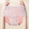 Fenteng Women's 2025 New Floral Mid-Waist Antibacterial Cotton Briefs 4-Pack