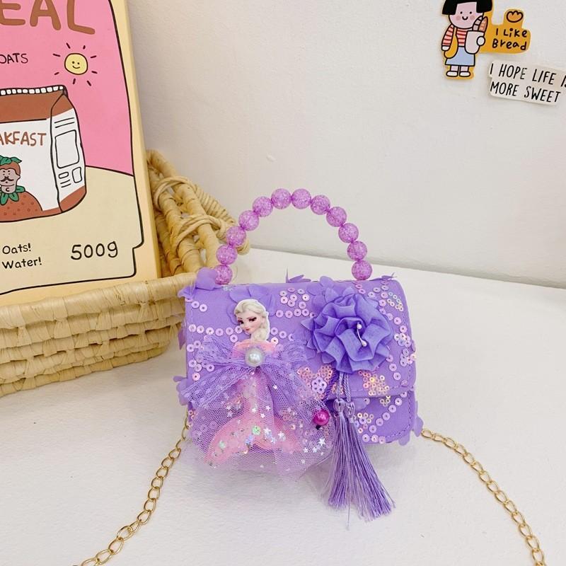 Kids Shoulder Bag With Floral Design And Tassel For Daily Outfits** Characters Included)