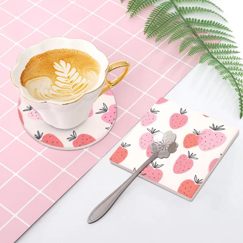 1PCS Square Diatomite Coaster Absorbent Non-slip Coasters for Coffee Cups Skid Insulation Pad Table Decoration and Accessories