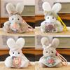 Plaid Cute Cartoon Skirt Rabbit Holding Flower Plush Toy Keychain Pendant