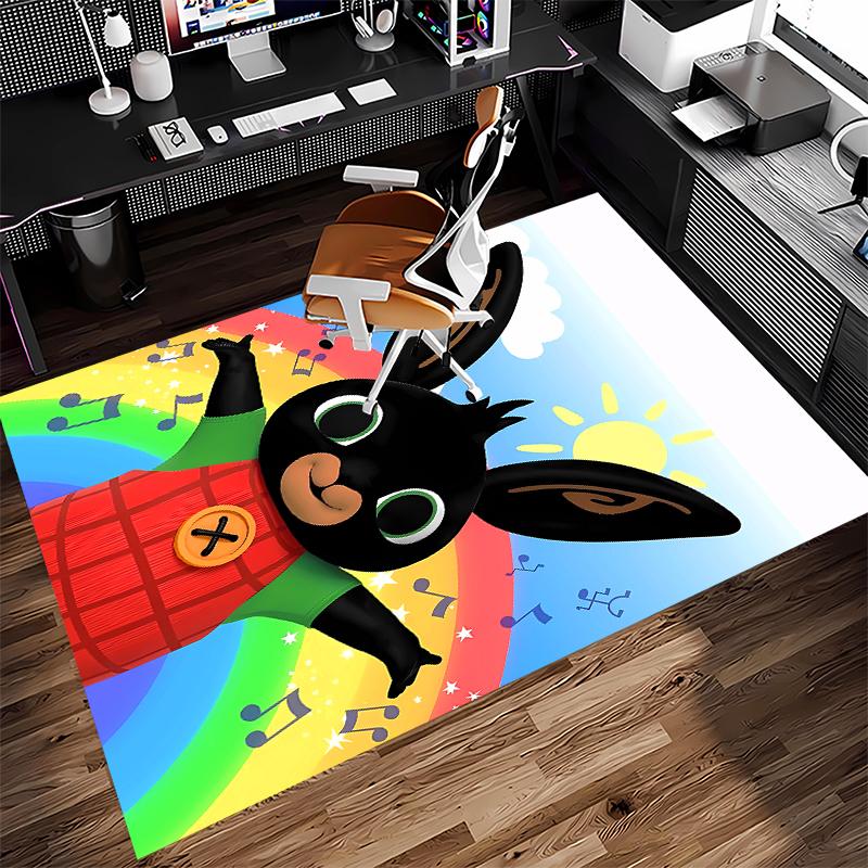 1pc Bing Print Area Rug - Soft, Washable Non-Slip Indoor Mat for Office Chairs, Living Room, Home Office Decorative Rug