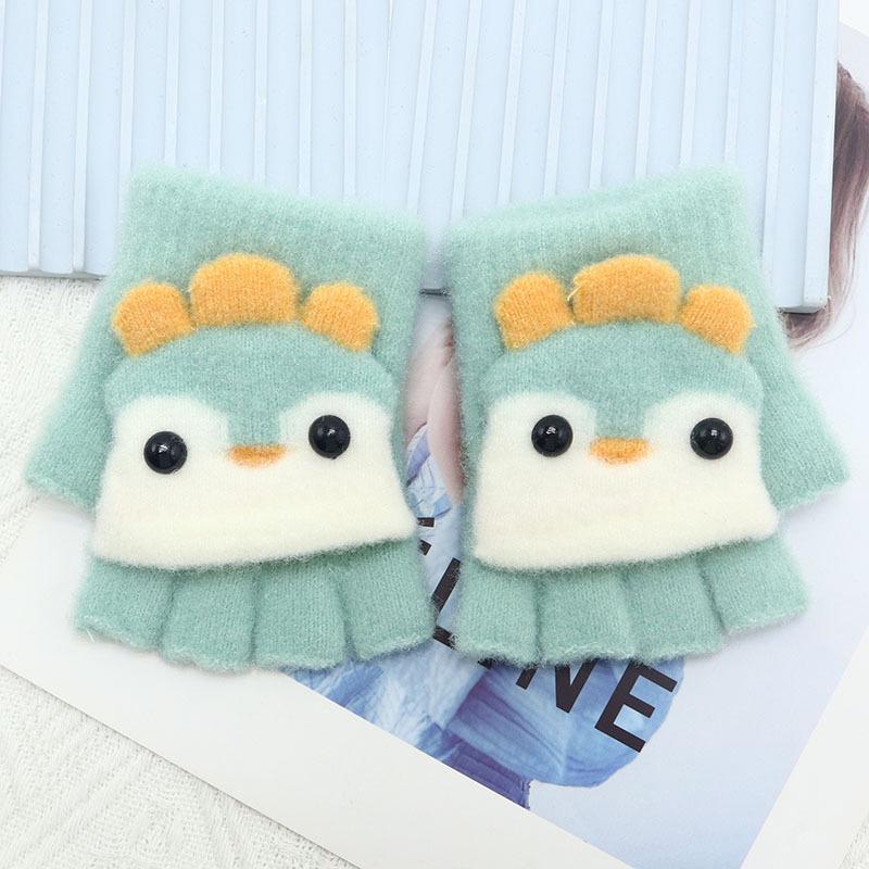 Детские зимние шерстяные перчатки-варежки с откидным верхом - Теплые, мультяшный дизайн для мальчиков и девочек младшего школьного возраста