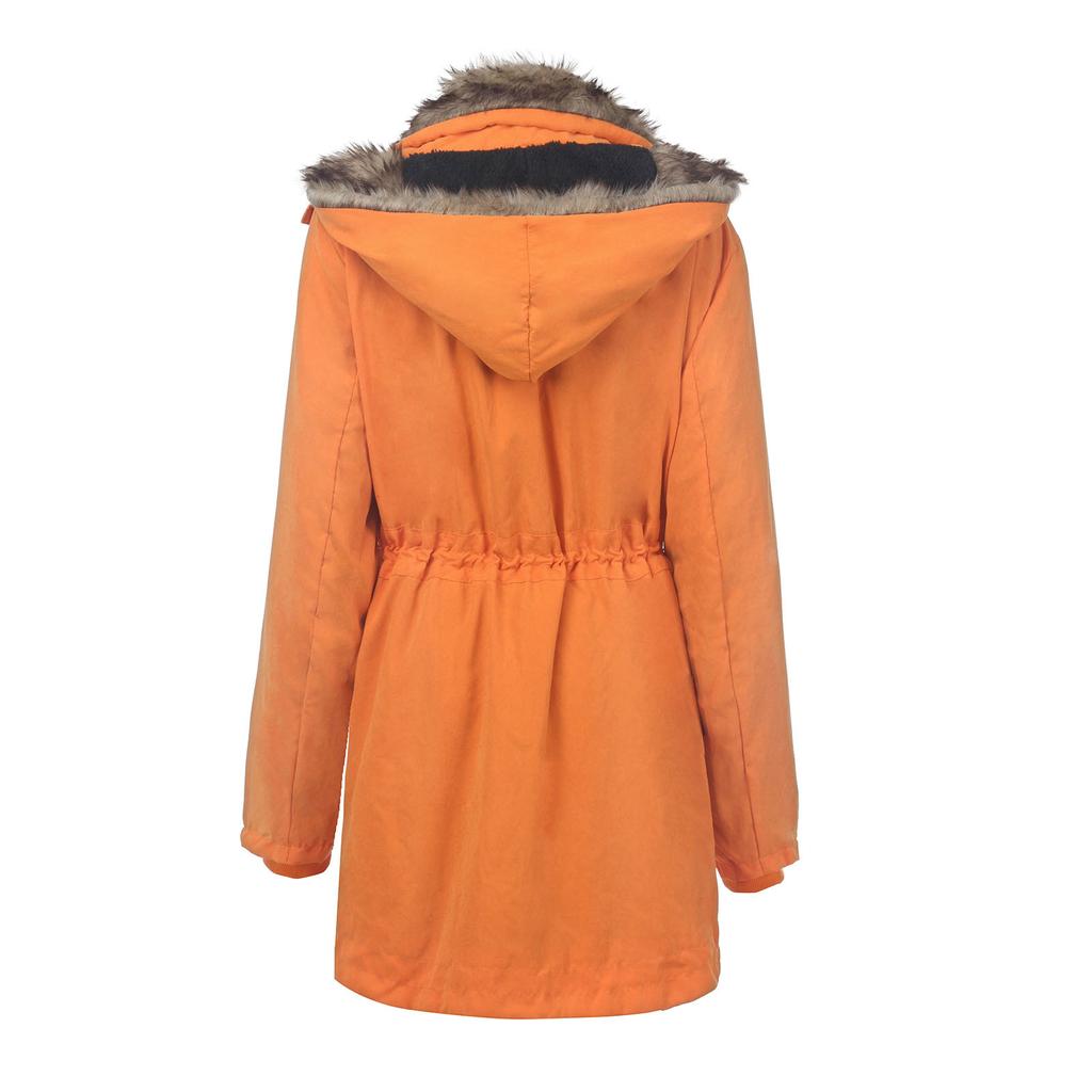 Женская зимняя однотонная хлопковая стеганая куртка с длинным рукавом и капюшоном, верхняя одежда