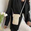 Women Fashion Small Crossbody Phone Bag Solid Color Hollow-out Woven Lightweight Straw Braided Shoulder Handbag