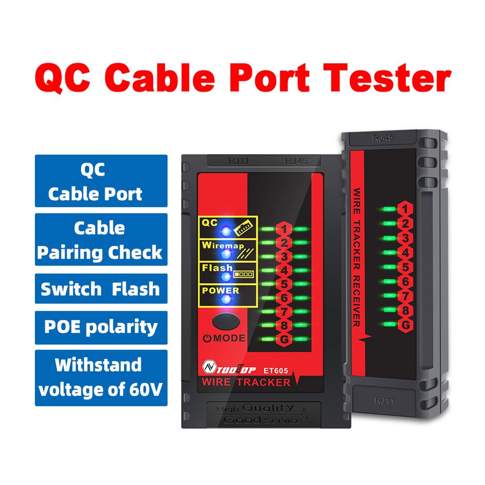 ET605 Тестер кабельных портов Проверка сопряжения кабелей Переключатель Flash POE Выдерживаемое напряжение полярности 60 В с