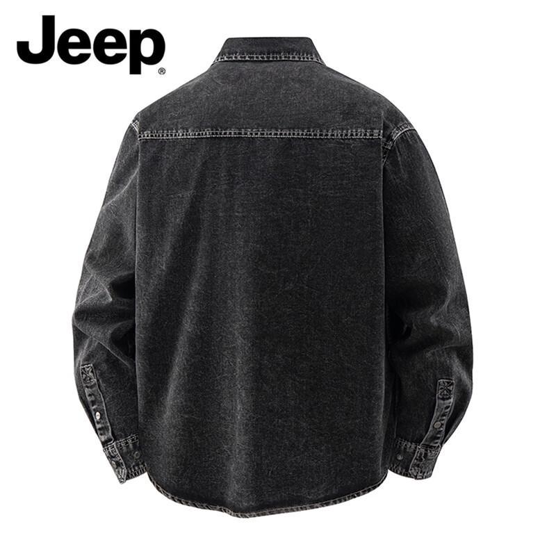 Jeep Мужская повседневная джинсовая рабочая рубашка с длинным рукавом