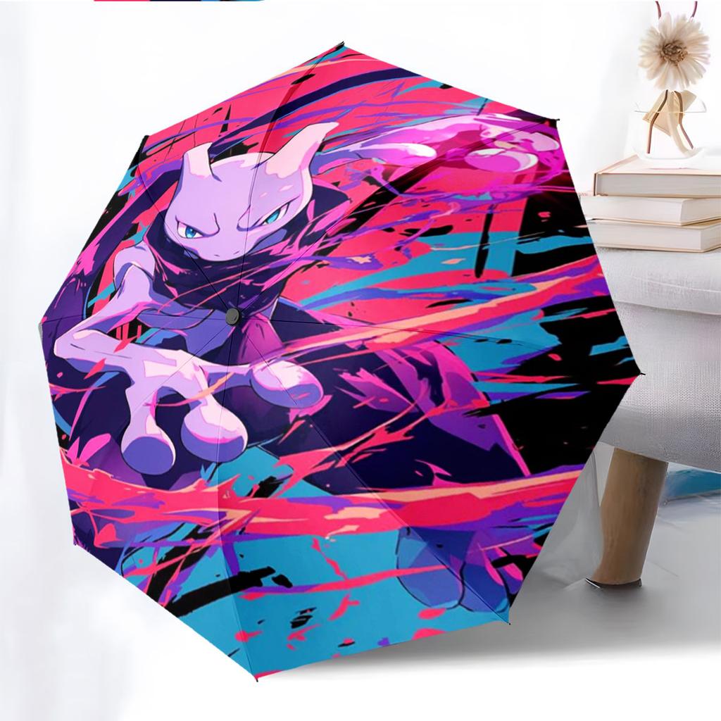 Mewtwo Pokemon Anti UV Umbrella Sun Protection Shade Umbrella Waterproof Windproof Outdoor Travel Parasol