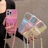 Wallet Case for iPhone 16 14 13 11 12 15 Pro Max Plus 16 Pro PU Leather Metal Crossbody Lanyard Strap Card Bag Hard Cover
