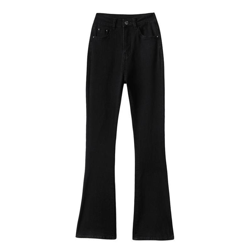 Микроджинсы для женщин, весенние и осенние узкие брюки с высокой талией, тонкие эластичные расклешенные на бедрах брюки-подкова