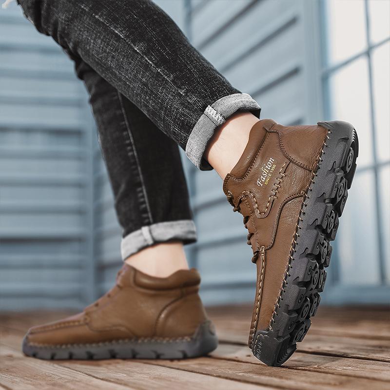 Spring/Autumn Men's Lace-up Large Size Retro Casual Shoes Casual Shoes Autumn/winter Plus Velvet Warm Handmade Ankle Boots