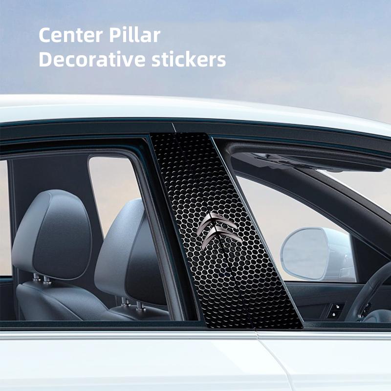 Citroen-wwwn-2Pcs Car Emblem Center Pillar Film Auto Door Decorative Sticker For Citroen C4 C3 C5 C5X e-C4 X e-C3 C-Elysee Berlingo C1 C6 anc123