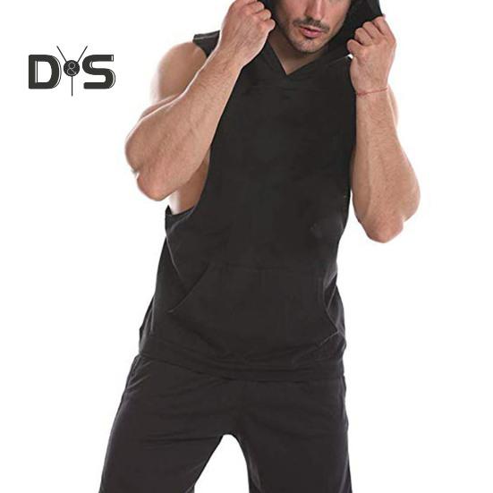 Мужской жилет с капюшоном, без рукавов, однотонный летний свитшот, свободный крой, дышащая ткань, спортивный жилет