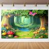 2D Enchanted Stream Forest Backdrop, 2D Fairy Tale Kids Party Decor