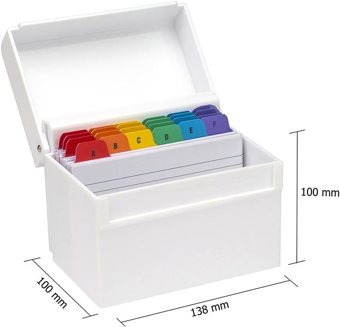 Caisson de bureau - osco - aibox-white - plastique blanc - 100 cartes index - verrouillable