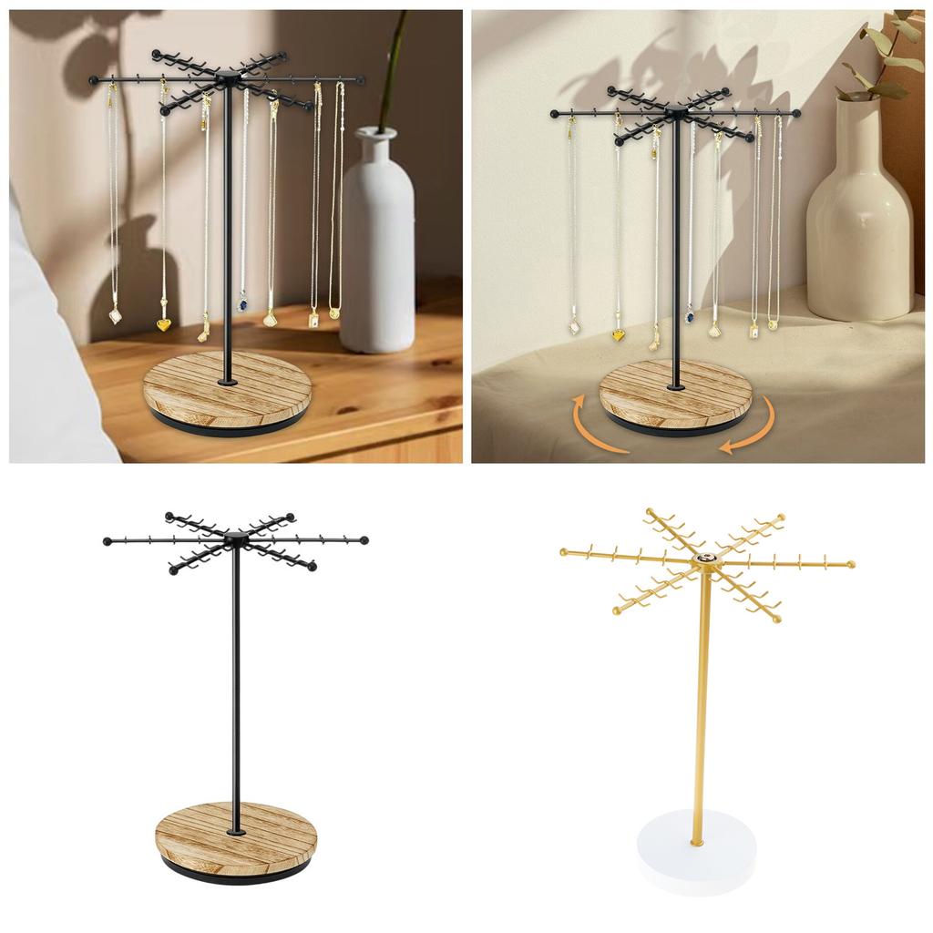 Rotating Necklace Holder Jewelry Stand 48 Hooks for Necklaces Earrings Keychains Bracelets Display Accessory Organiser