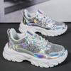 Sequins Platform Sneakers Women Platform Flat Shoes Woman Shoes White Shoes Casual Trainers Ladies Chunky Sneakers Girls Shoes